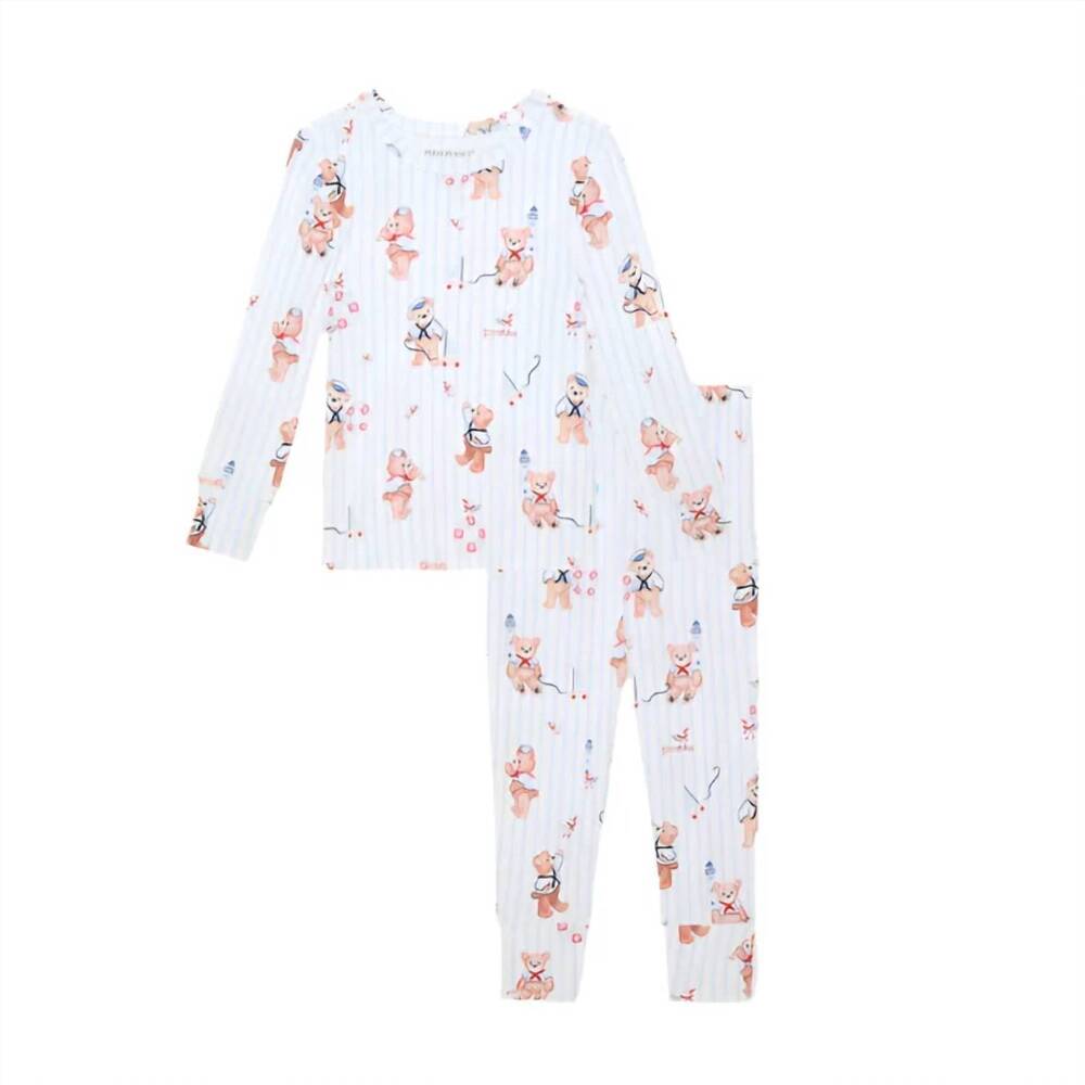 NEW POSH PEANUT kids captain theo classic pajama set in white